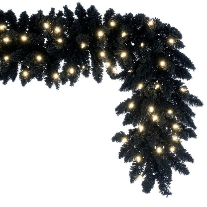 Vickerman 9' x 14" Flocked Black Fir Pre-Lit Garland Dura-Lit® Warm White LED Mini Lights.