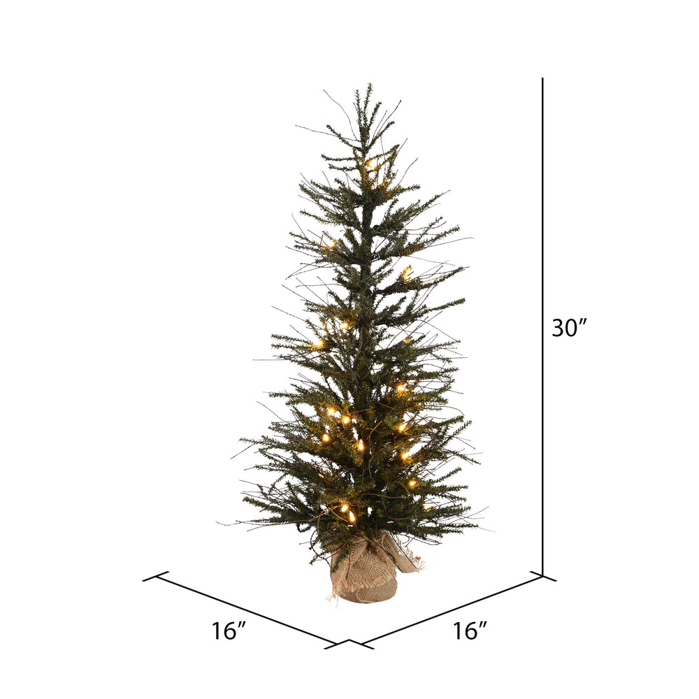 Vickerman 30" Vienna Twig Artificial Christmas Tree Warm White Dura-lit LED Lights