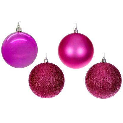 Vickerman 4" Hot Pink 4-Finish Ball Ornament 12 per box.