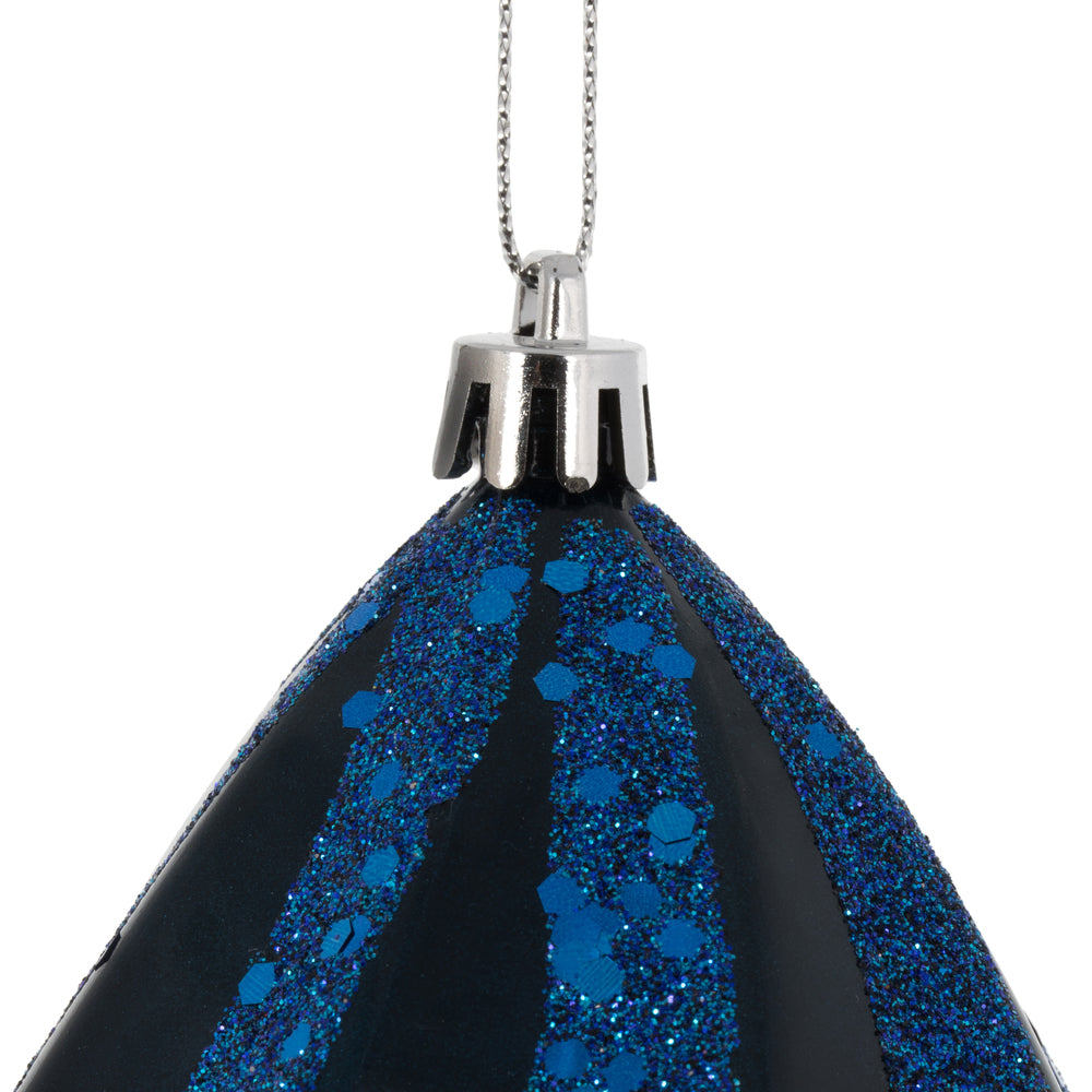 Vickerman 8'' Midnight Blue Glitter Swirl Drop Christmas Ornament