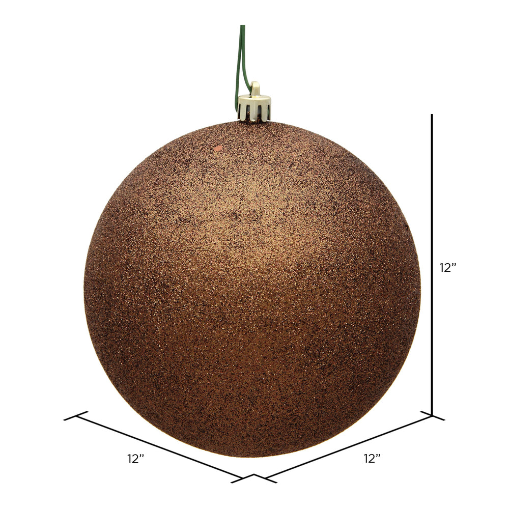 Vickerman 12" Mocha Glitter Ball Ornament