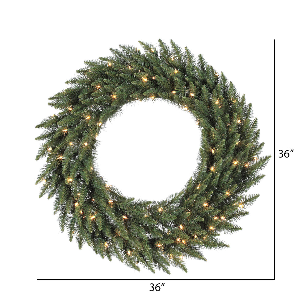 Vickerman 36" Camdon Fir Artificial Christmas Wreath Clear Dura-lit Incandescent Mini Lights