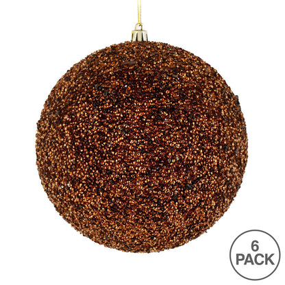 Vickerman 4.75" Mocha Beaded Ball Ornament 6 per Bag