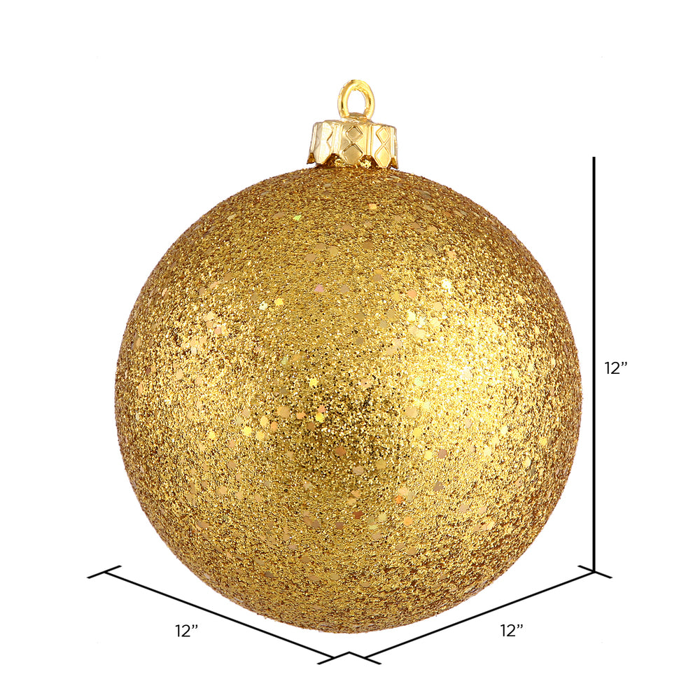 Vickerman 12" Antique Gold Sequin Ball Ornament