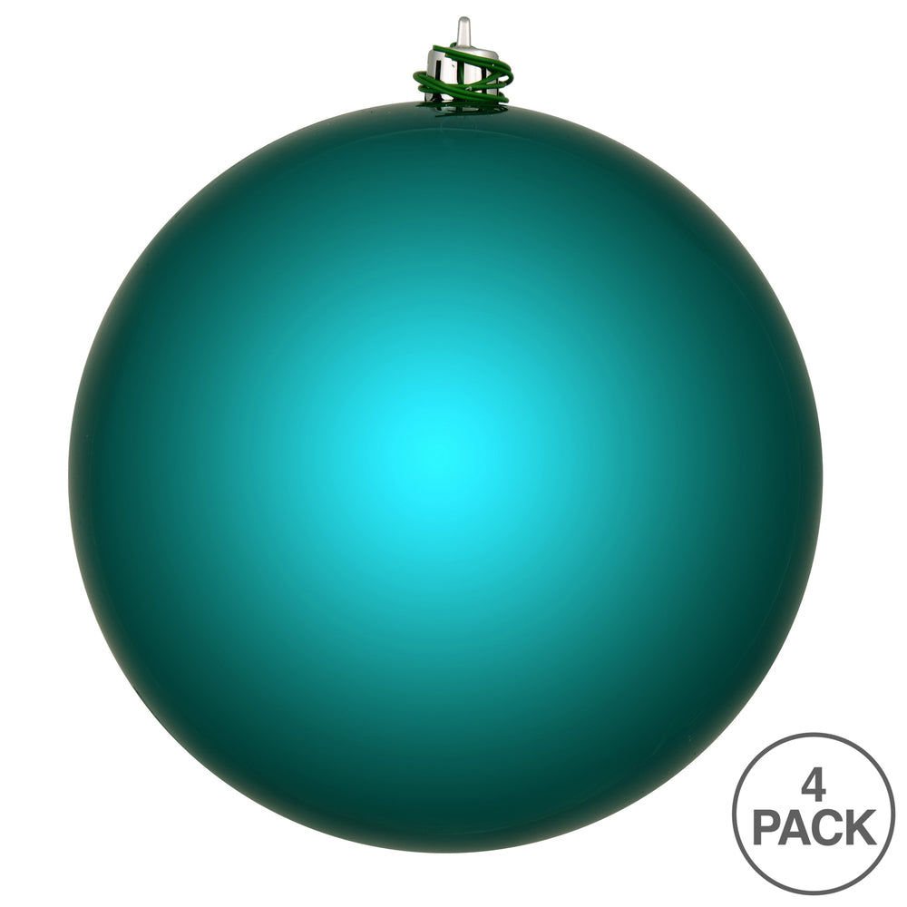 Vickerman 6" Dark Teal Shiny Ball Ornament 4 per Bag