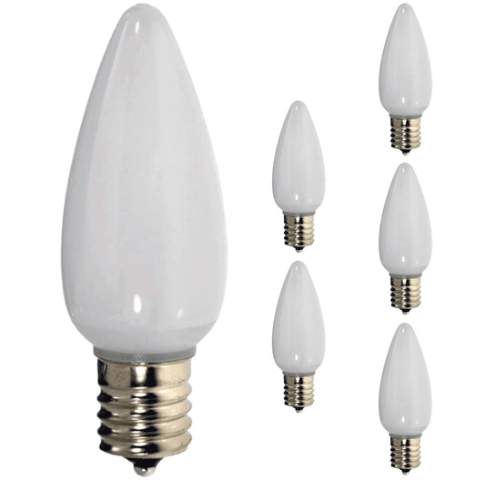 Damar- C9 LED Christmas Light Bulb Twinkle Solid Bright White 5000K 0.6-0.96W E17 Intermediate Base 100-130V Pack of 6- Commercial Grade Shatterproof String Light Replacement for Patio Holiday Bulb
