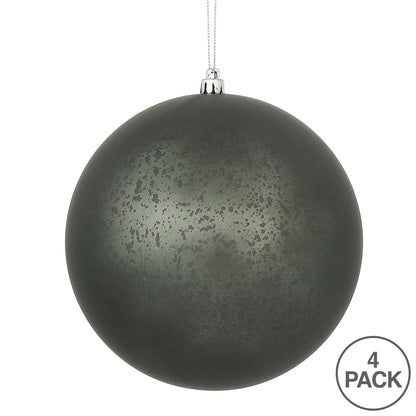 Vickerman 6" Pewter Matte Mercury Ball Ornament 4 per Bag