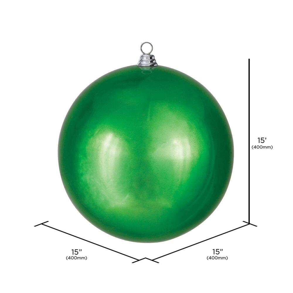 Vickerman 15.75" Green Shiny Ball Ornament