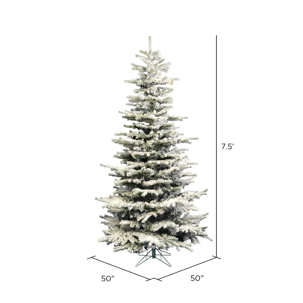Vickerman 7.5' Flocked Sierra Fir Slim Artificial Christmas Tree Unlit