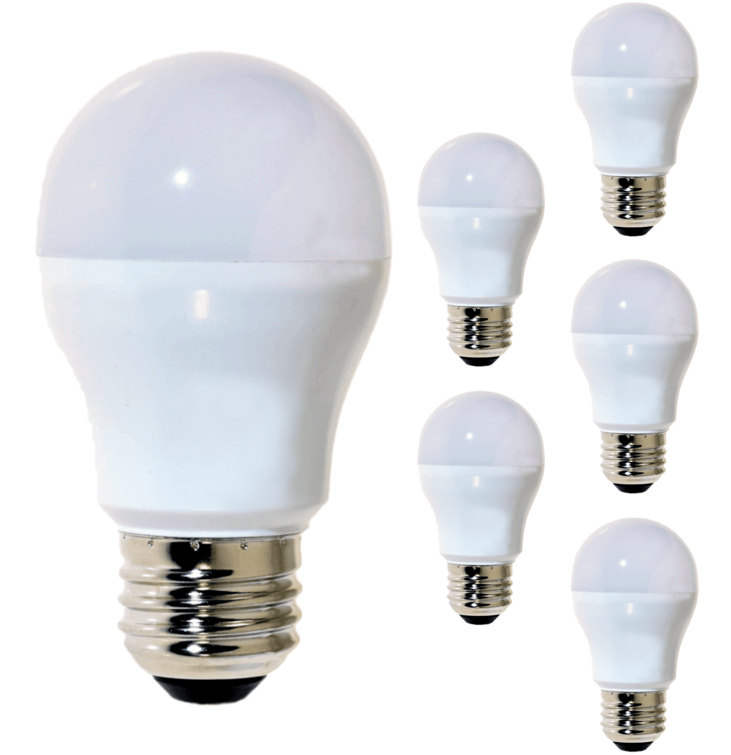 Damar A15 LED Light Bulb 5W 480 Lumen 5000K Bright White E26 Medium Screw Base Home Decorative Small Light Bulb for Ceiling Fan Bedroom 120V Dimmable CRI80 White Finish Pack of 6