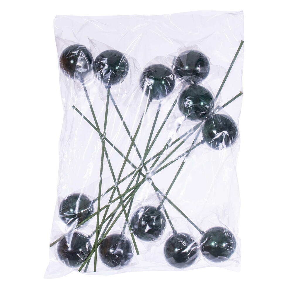 Vickerman 3" x 18" Midnight Green Pearl Ball Ornament Stick 12 per bag.