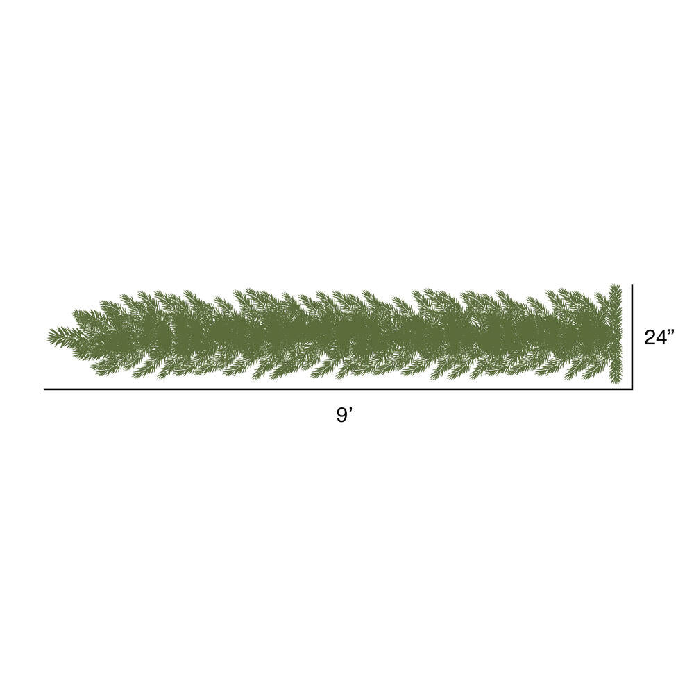 Vickerman 9' x 24" Oregon Fir Artificial Christmas Garland Multi-colored Single Mold LED Wide Angle Lights