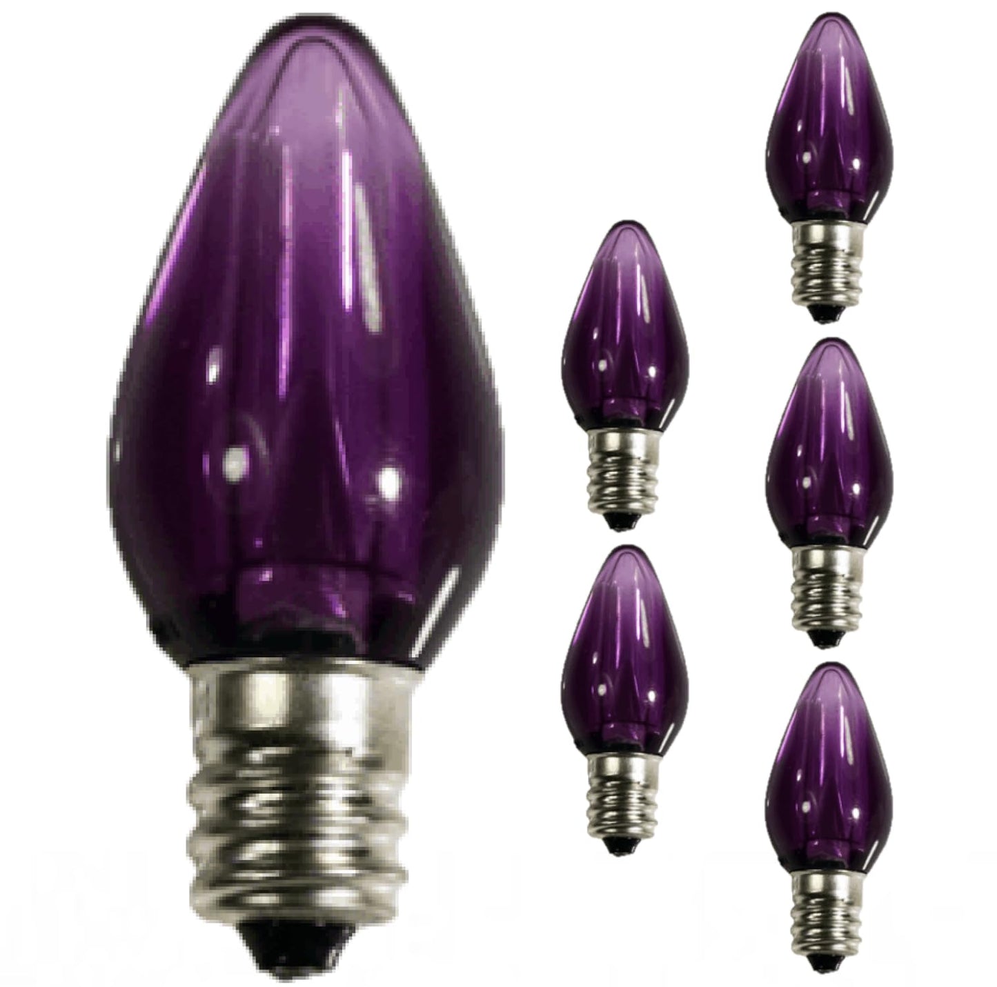 Damar- C7 LED Replacement Christmas Light Bulbs Transparent Purple Color 0.96W E12 Candelabra Base 100-130V Dimmable Pack of 6- Shatterproof String Lights for Patio Holiday Party Decor Xmas Tree