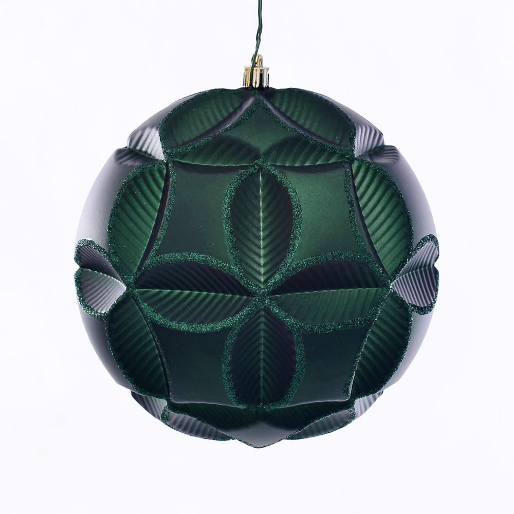 Vickerman 6" Emerald Matte Clover Ball Ornament 2 per Bag