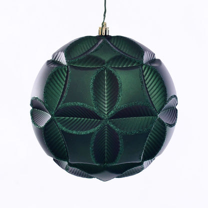 Vickerman 6" Emerald Matte Clover Ball Ornament 2 per Bag
