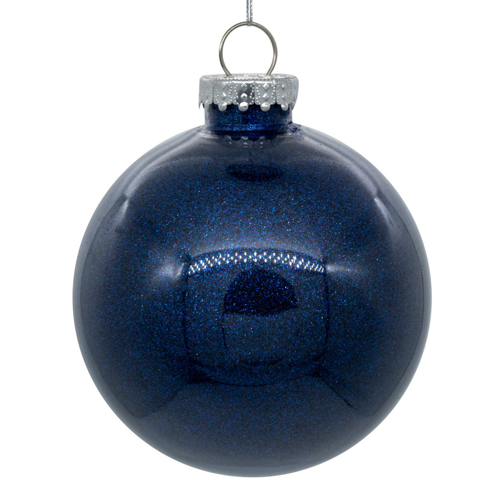 Vickerman 6" Clear Ball Christmas Ornament with Midnight Blue Glitter Interior 4 Pieces per bag