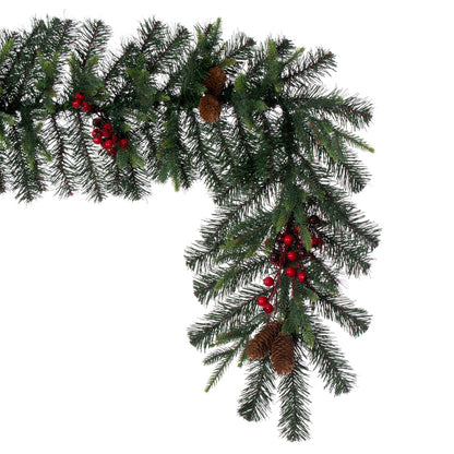 Vickerman 6' x 14" Berry Mixed Pine Cone Artificial Unlit Garland.