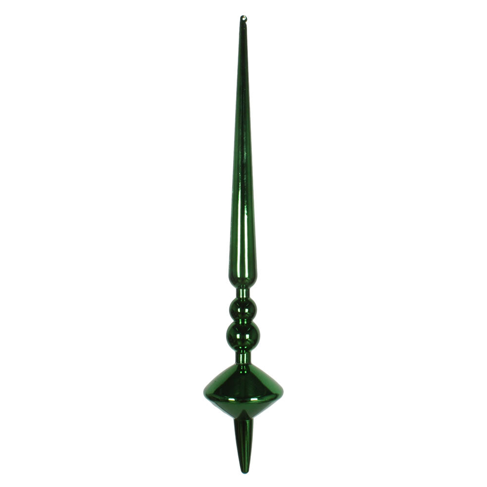 Vickerman 18" Emerald Shiny Cupola Finial. This long finial ornament adds depth and texture to any holiday decorating project. Made with shatterproof plastic.