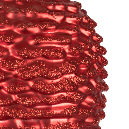 Vickerman 24" x 7" Red Matte Glitter Pinecone Aritificial Christmas Stick 4 per set