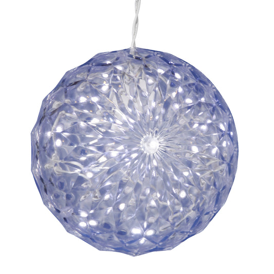 Vickerman 6" Crystal Ball Christmas Ornament with 30 Cool White LED Lights