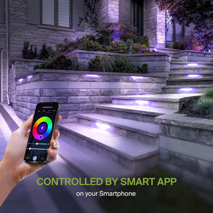 ASD Lighting LED Hardscape Light Swivel 12inch 5W 12V 2700-6500K RGBW Smart APP Control with Hub Bronze ETL 8 pack