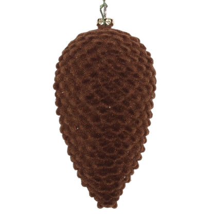 Vickerman 5" Chocolate Flocked Pinecone Christmas Ornament Set of 4