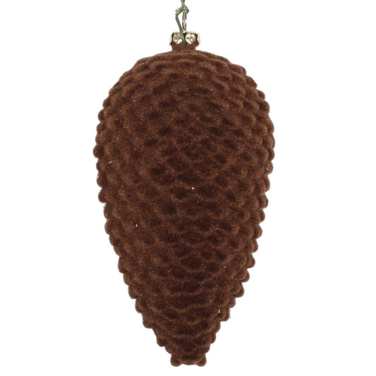 Vickerman 5" Chocolate Flocked Pinecone Christmas Ornament Set of 4