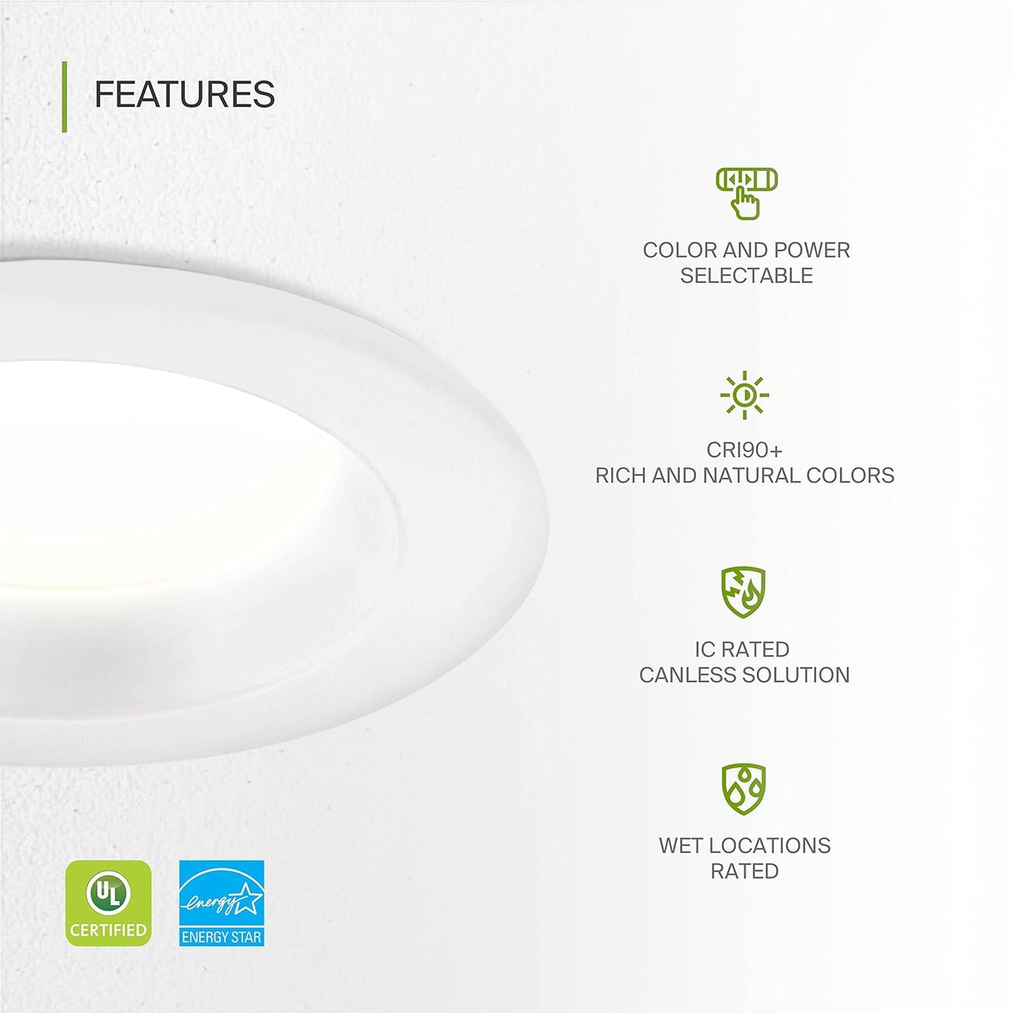 ASD Lighting LED Commercial Downlight 6inch 10/15/22W 120-277V 0-10V Dimmable 2700/3000/3500/4000/5000K White UL ES