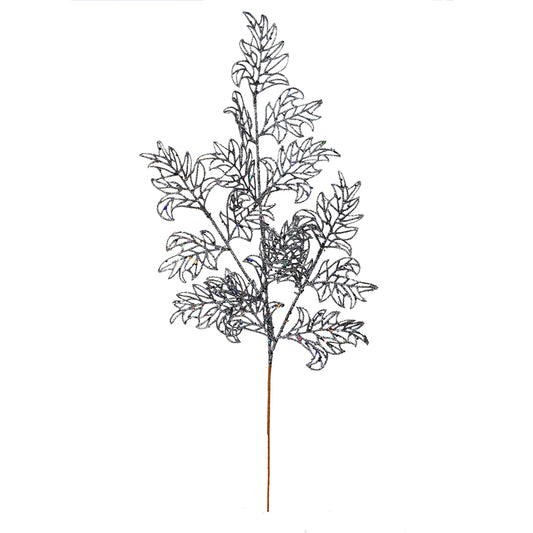 Vickerman 22" Gunmetal Glitter Lace Holly Leaf Artificial Christmas Spray. Includes 12 sprays per pack.