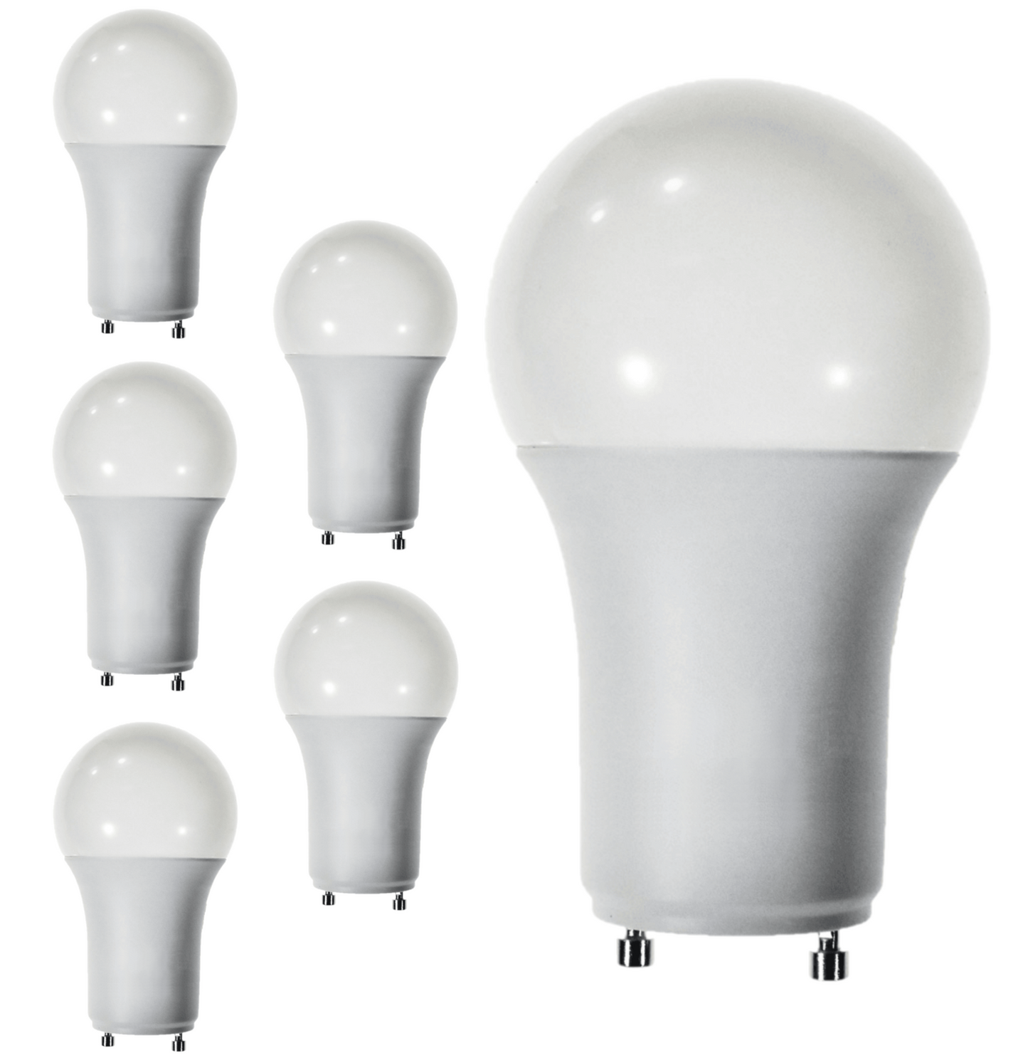 Damar A19 LED Light Bulb 9.5W 800 Lumen 2 Prong Twist Lock GU24 Base 4100K Cool White for Home Bedroom Ceiling Light Bulb 120V CRI80 230° Beam Angle Damp Location Dimmable White Finish Pack of 6