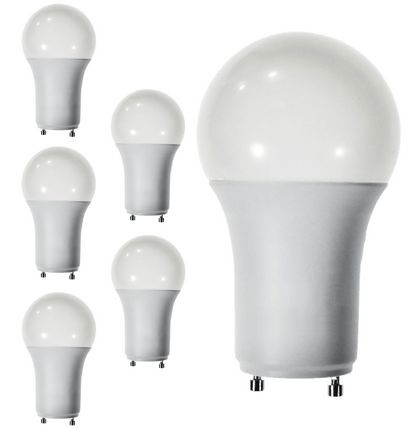 Damar A19 LED Light Bulb 9.5W 800 Lumen 2 Prong Twist Lock GU24 Base 4100K Cool White for Home Bedroom Ceiling Light Bulb 120V CRI80 230° Beam Angle Damp Location Dimmable White Finish Pack of 6