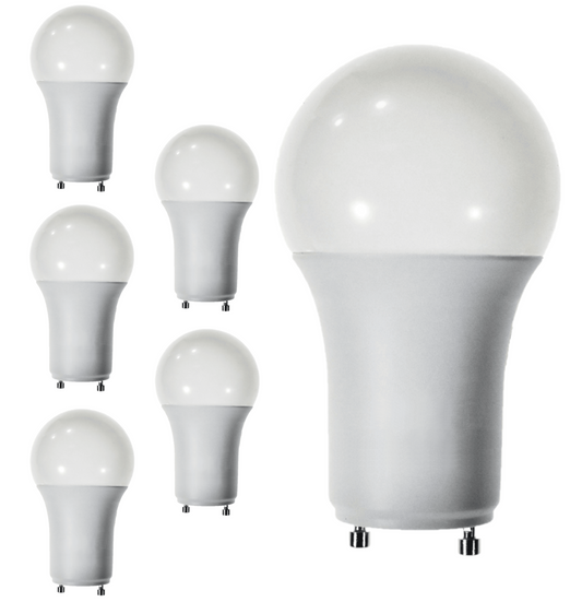 Damar A19 LED Light Bulb 9.5W 800 Lumen 2 Prong Twist Lock GU24 Base 4100K Cool White for Home Bedroom Ceiling Light Bulb 120V CRI80 230° Beam Angle Damp Location Dimmable White Finish Pack of 6