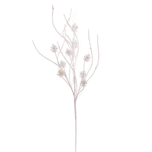 Vickerman 32" White Mini Pinecone Twig Glitter Spray 6 per bag.