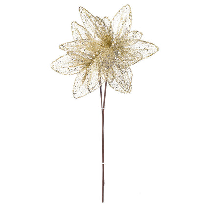 Vickerman 24" Champagne Mesh Glitter Sequin Poinsettia 2 per bag.
