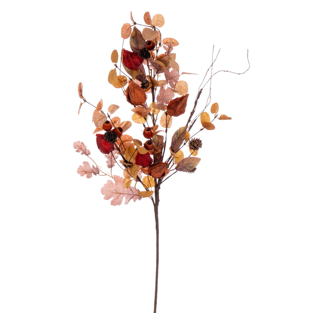 Vickerman 32" Autumn Orange Artificial Assorted Leaf Spray with Maple leaves and Pinecones 2/Bag.