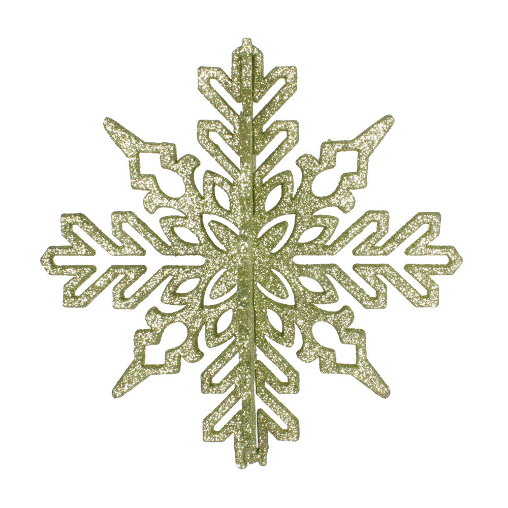 Vickerman 6" Celadon 3D Glitter Snowflake Christmas Ornament Set of 3