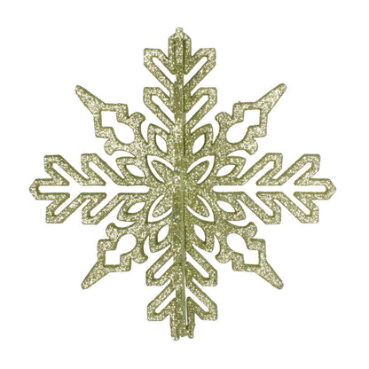 Vickerman 6" Celadon 3D Glitter Snowflake Christmas Ornament Set of 3