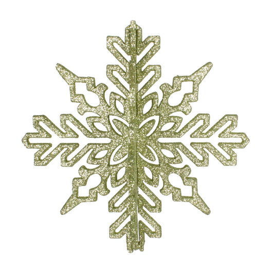 Vickerman 6" Celadon 3D Glitter Snowflake Christmas Ornament Set of 3