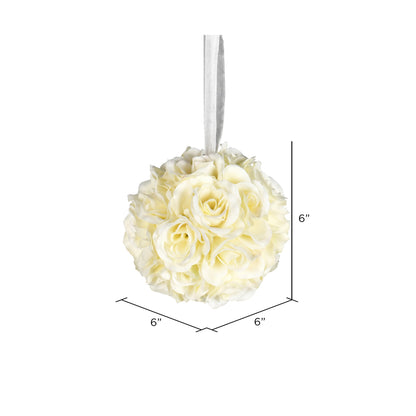 Vickerman 6" Artificial White Rose Ball Pack of 2
