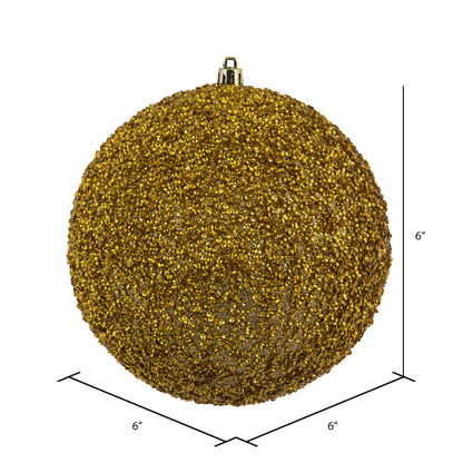 Vickerman 6" Gold Beaded Ball Ornament 4 per Bag