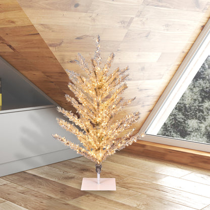 Vickerman 3' x 31" Vintage Aluminum Artificial Tree Warm White Low Voltage LED 3mm Lights.