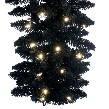 Vickerman 9' x 14" Flocked Black Fir Pre-Lit Garland Dura-Lit® Warm White LED Mini Lights.