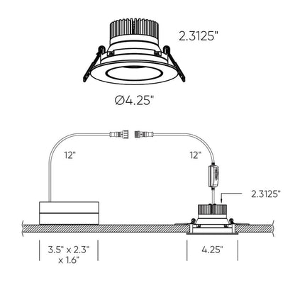 Dals Lighting Square/Round 3.5-Inch Revolve Regressed Gimbal Downlight, CCT And Voltage Selectable