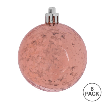 Vickerman 4" Rose Gold Shiny Mercury Ball Ornament 6 per Bag