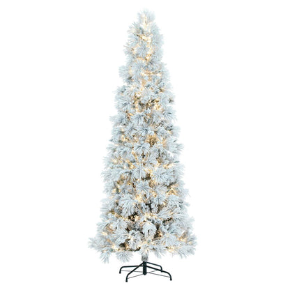 Vickerman 9' x 44" Flocked Atka Pencil Artificial Christmas tree Warm White LED Lights.