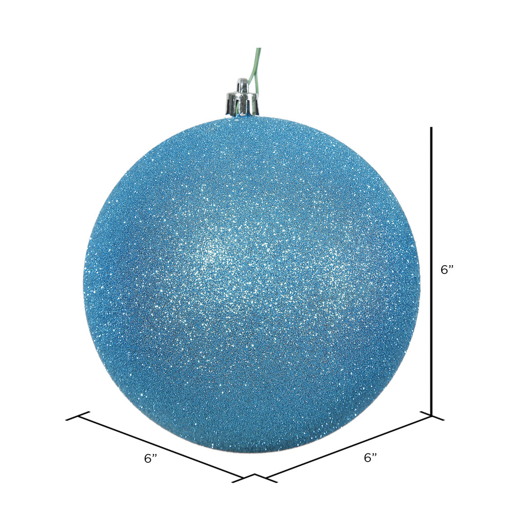 Vickerman 6" Turquoise Glitter Ball Ornament 4 per Bag