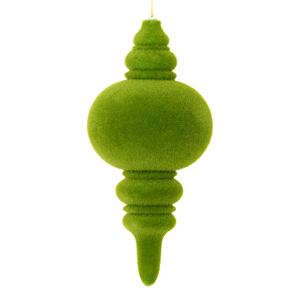 Vickerman 10" Green Flocked Finial Ornament Pack of 3