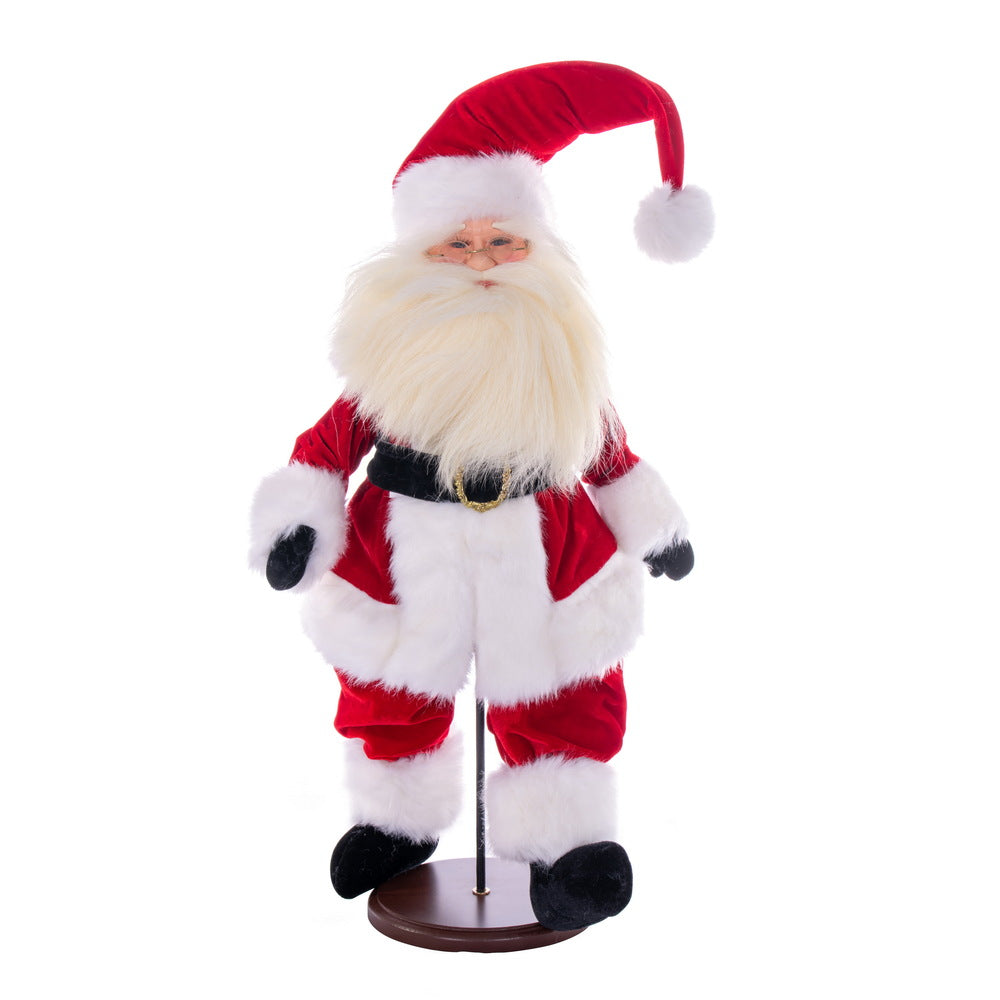 Vickerman 18" Red Traditional Velvet Light Complexion Santa Doll with Stand. This Santa has glasses stand is removeable.