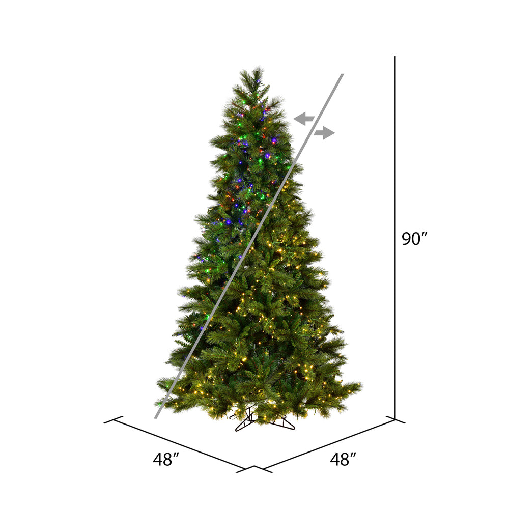 Vickerman 7.5' x 48" Brighton Pine Artificial Christmas Tree with LED Color Changing Lights