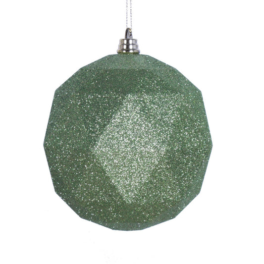 Vickerman 4.75" Lime Glitter Geometric Ball Ornament 4 per bag